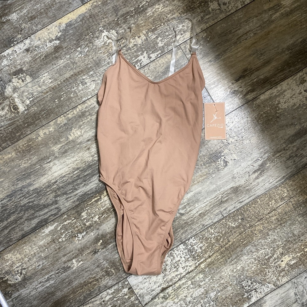 Women's‎ Capezio Camisole Leotard Clear Transition Straps Sz M 3532 Sun Medium